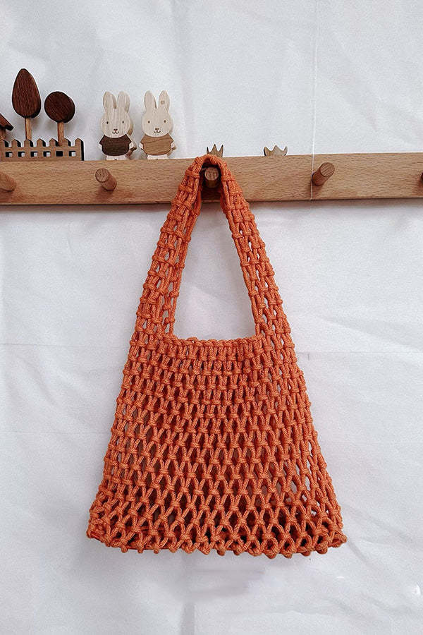 Lazy Style Fishnet Woven Tote Bag-consonak