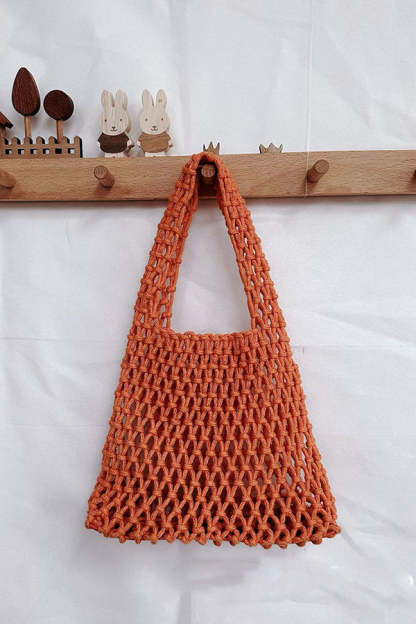 Lazy Style Fishnet Woven Tote Bag-consonak