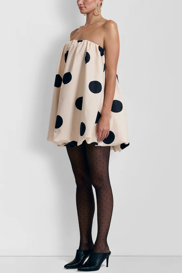 Fashionable Polka Dot Print Off-shoulder Sleeveless Loose Mini Dress-consonak