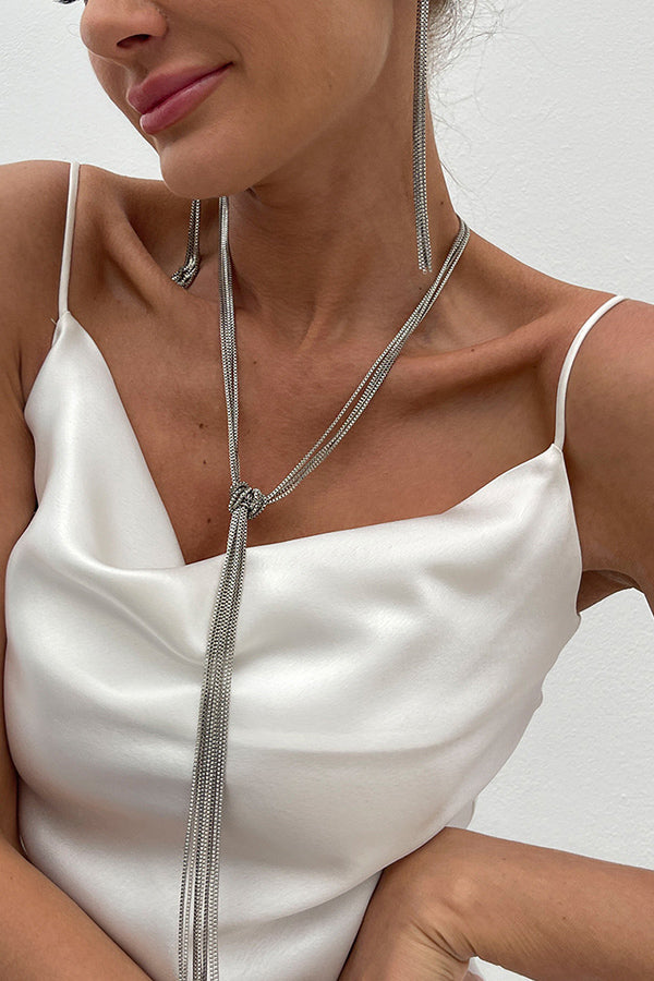 Simple Y-shaped Metal Tassel Chain Necklace | Consonak