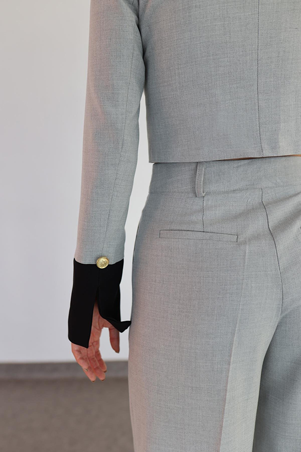 Stylish Contrasting Cropped Long Sleeve Top and Pocket Straight Leg Pants Set-consonak