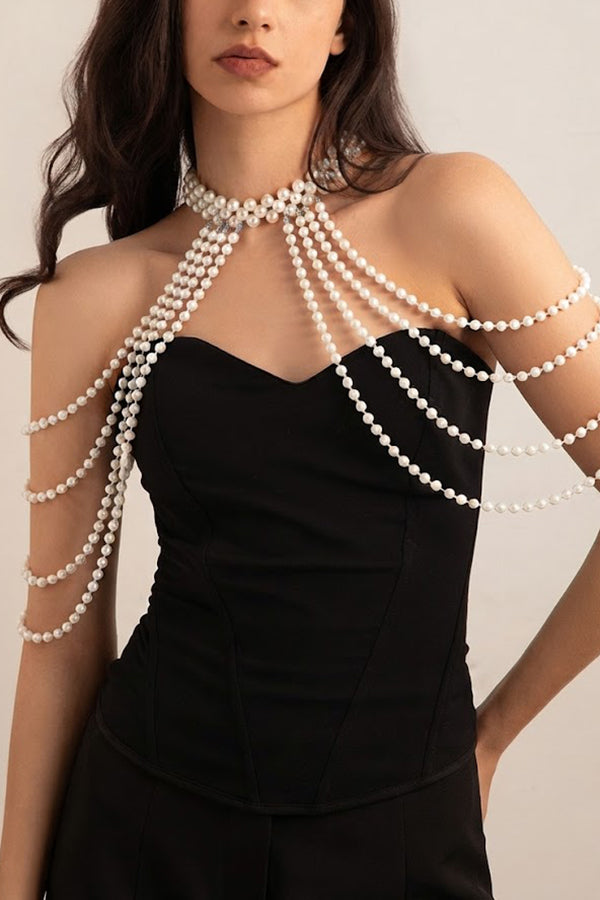 Pearl, Shell, and Conch Tassel Body Chain-Consonak