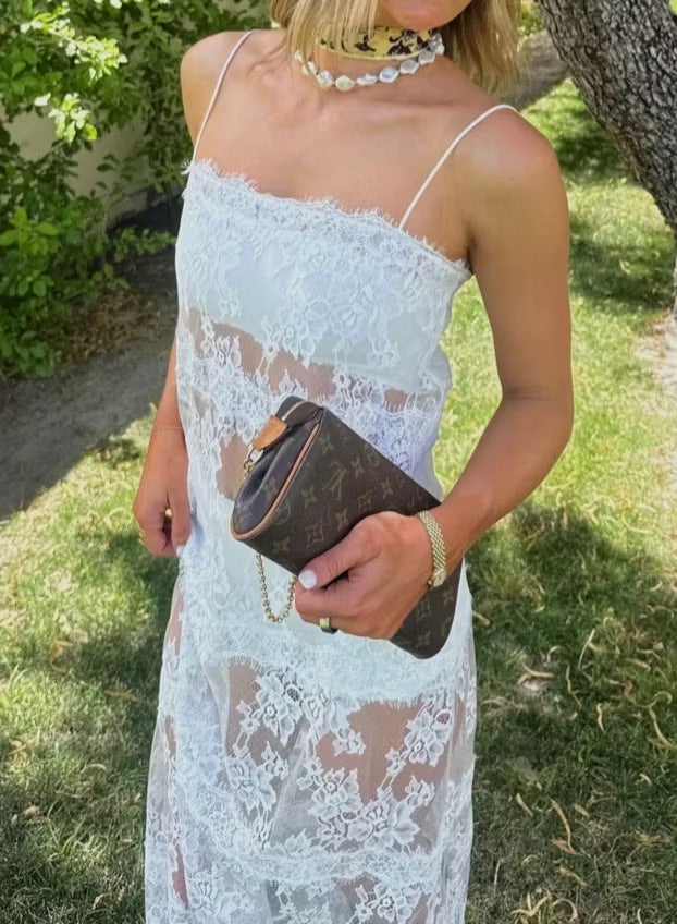 Seraphina  Lace Sheer Slip Maxi Dress-Consonak