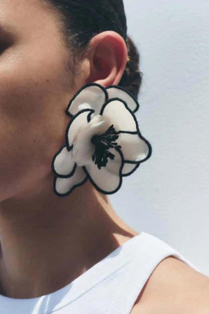 Fashionable Fabric Multi-layered Colorful Flower Earrings-consonak