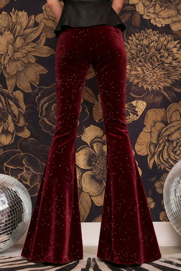 Stylish Velvet High-waisted Draped Casual Flared Pants-consonak