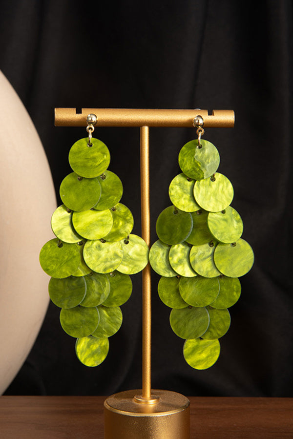 Resort Style Colorful Round Shell Tassel Earrings-consonak