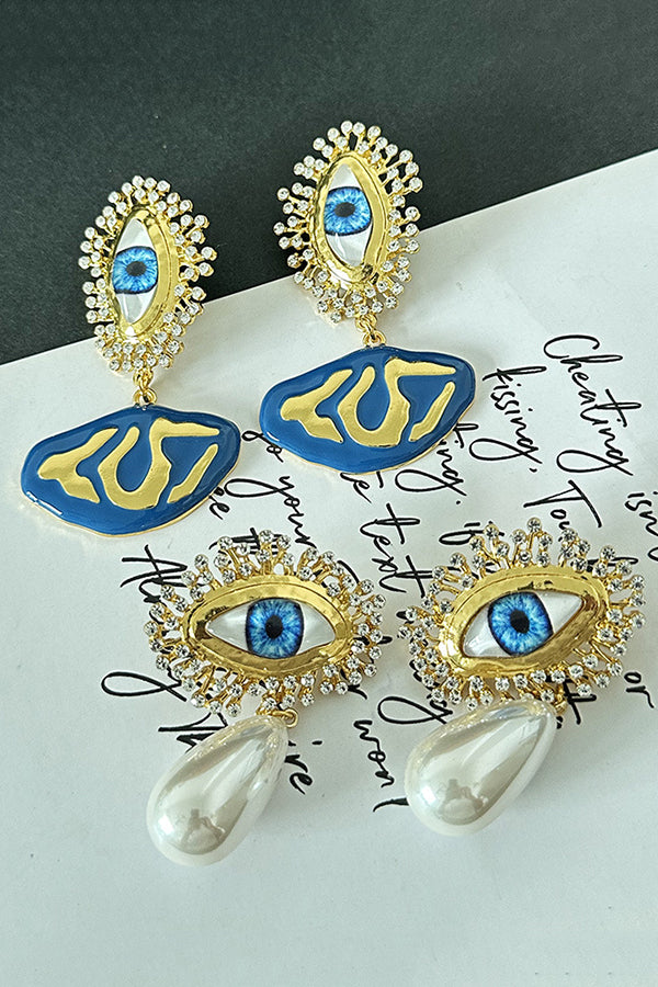 Fashionable Evil Eye Diamond Earrings-consonak