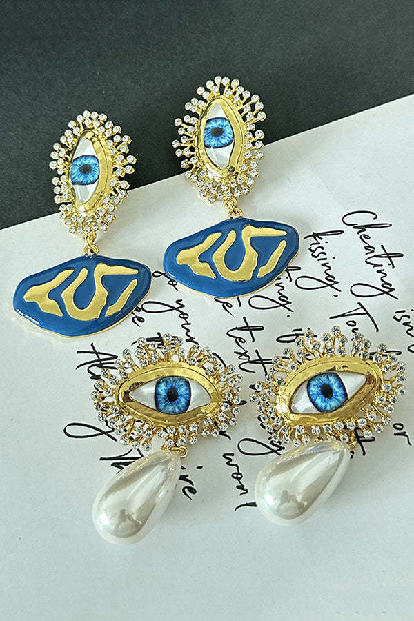 Fashionable Evil Eye Diamond Earrings-consonak