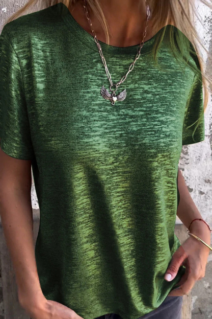 Fashionable Bronzing Round Neck Short-sleeved T-shirt-consonak