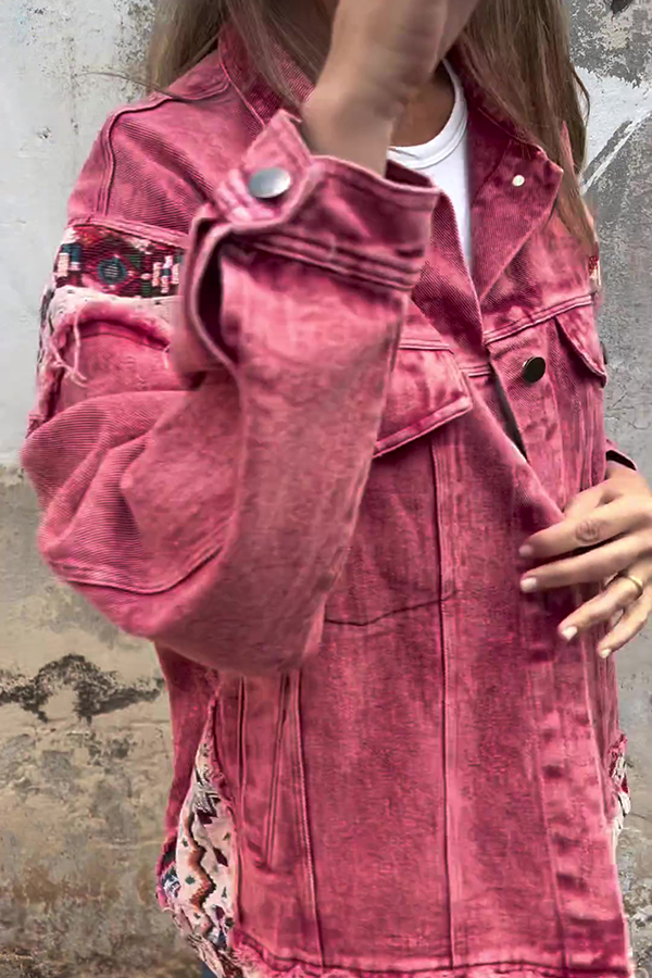Vintage Patchwork Loose Pocket Denim Jacket-consonak