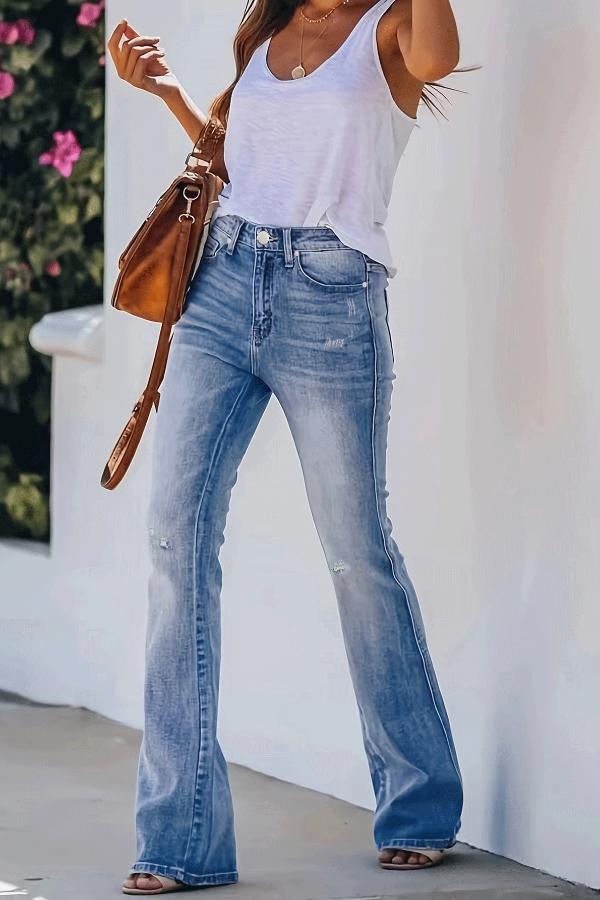 Stylish Pocket Casual Stretch Ripped Jeans