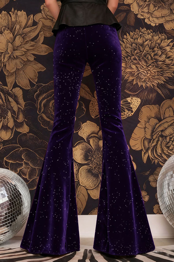 Stylish Velvet High-waisted Draped Casual Flared Pants-consonak