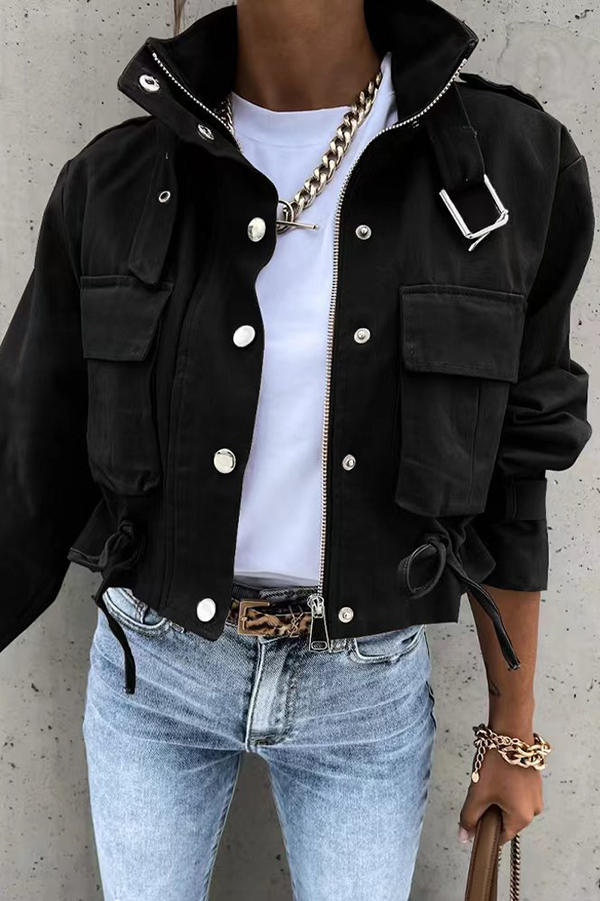 Unique Stylish Printed Casual Pocket Statement Jacket-consonak