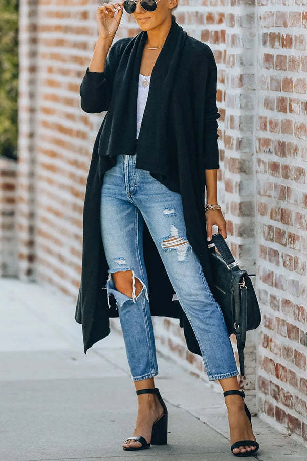 Fireside Pocketed Oversized Drape Neckline Knit Cardigan-consonak