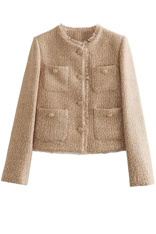 Joy To The World Tweed Metal Button Pocket Jacket-consonak