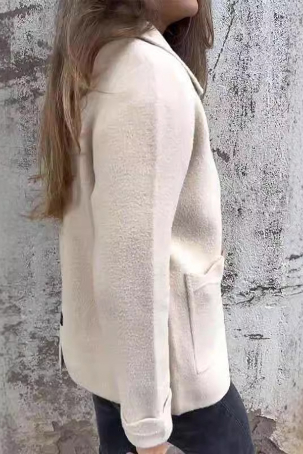 Solid Color Lapel Zipper Pocket Casual Jacket-consonak