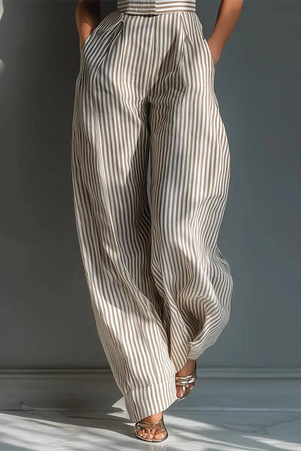 Elena Square-Neck Striped Jumpsuit-Consonak