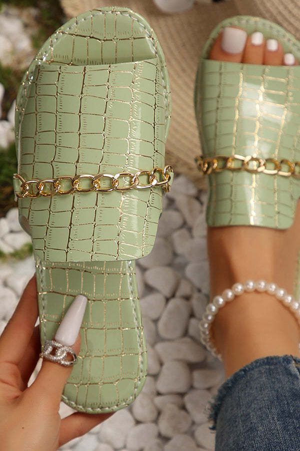 Casual Flat Beach Sandals with Chain Accessories-consonak