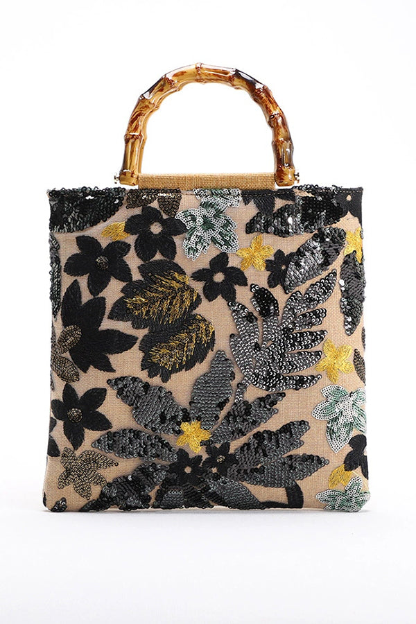 Colorful Sequin Vintage Embroidery Tote Bag | Consonak