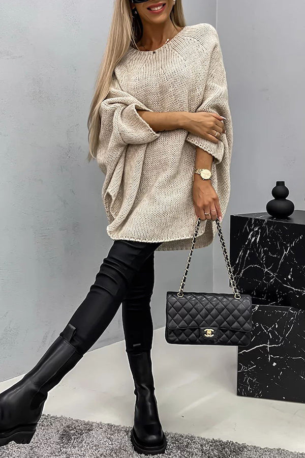 Remember Me Knit Crew Neck Poncho Loose Sweater | Consonak