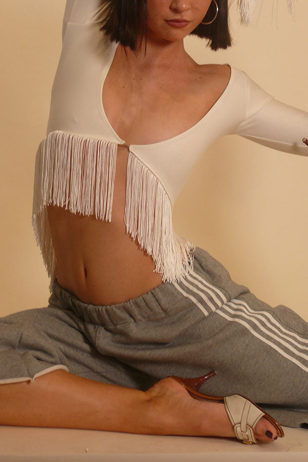 Y2K Long Sleeve Fringe Top-Consonak