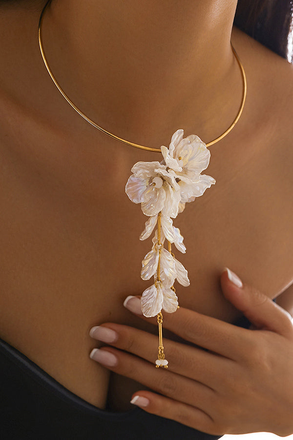 Fashionable Tassel Floral Mermaid Pearlescent Earrings-consonak