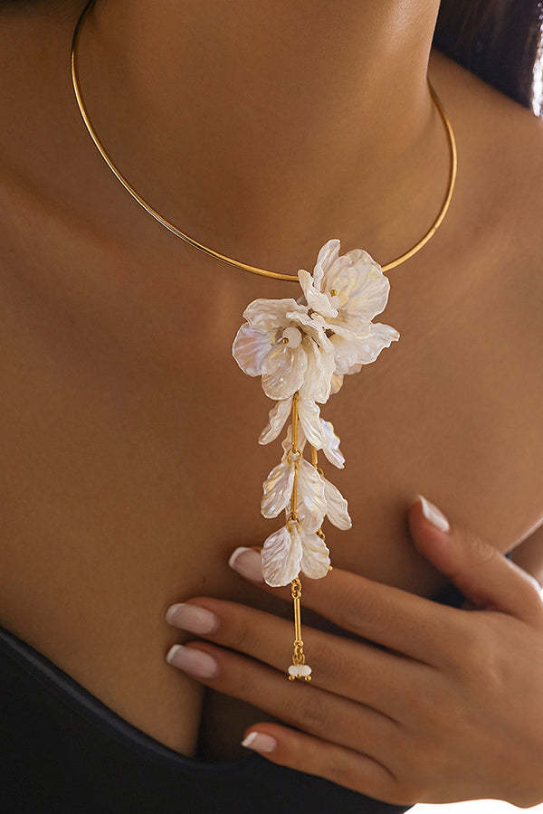 Fashionable Tassel Floral Mermaid Pearlescent Earrings-consonak