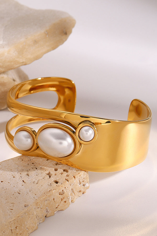 Fashionable Stainless Steel Hollow Gemstone Open Bracelet-consonak