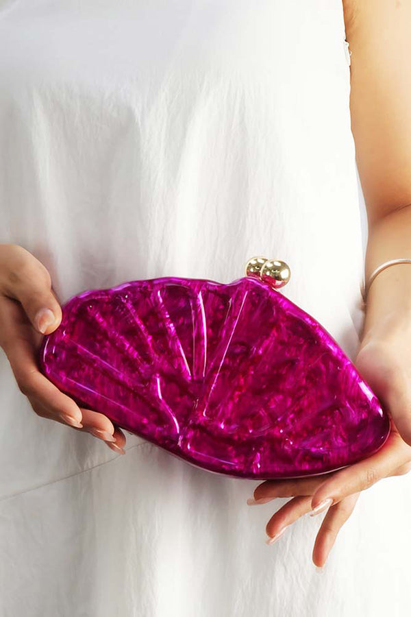 Fashion Acrylic Shell Fan Clutch-consonak