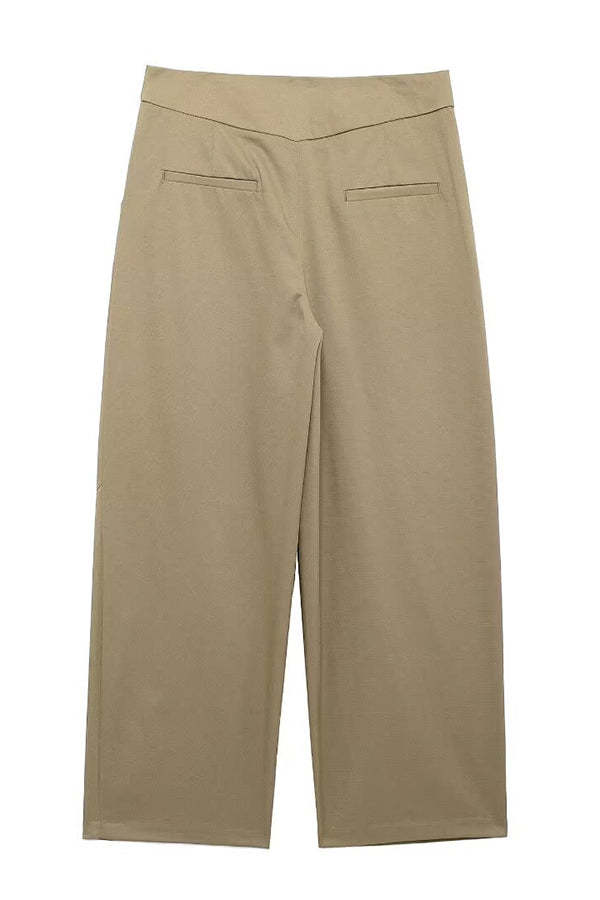 Classic Charm Mid-rise Pocketed Loose Cropped Pants-consonak