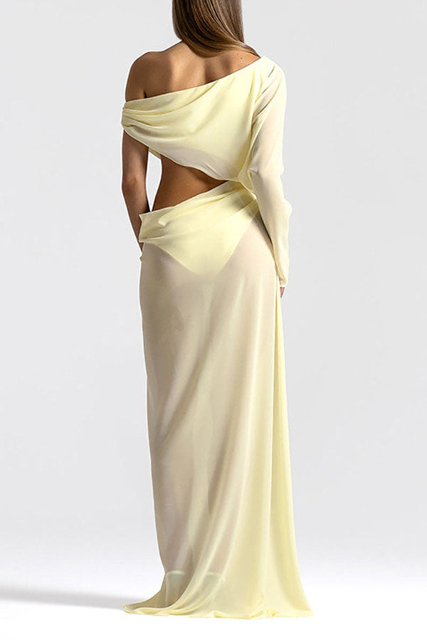 Sculptural Asymmetric Cutout Maxi Dress-Consonak