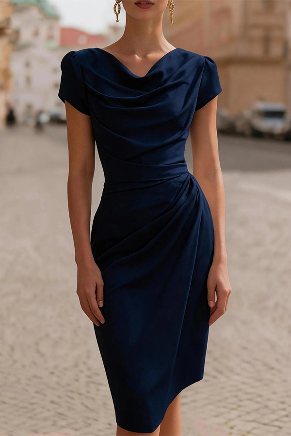 A-line Pleated Bodycon Dress-Consonak