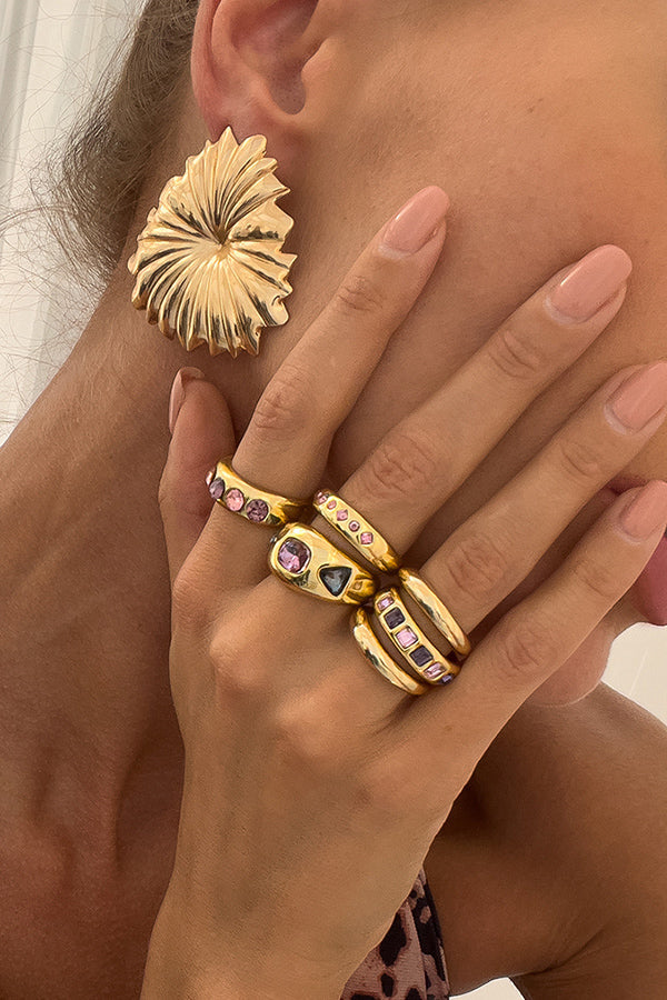 Fashionable Hollow Diamond Irregular Retro Ring-consonak