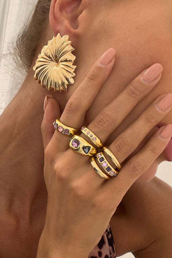 Fashionable Hollow Diamond Irregular Retro Ring-consonak