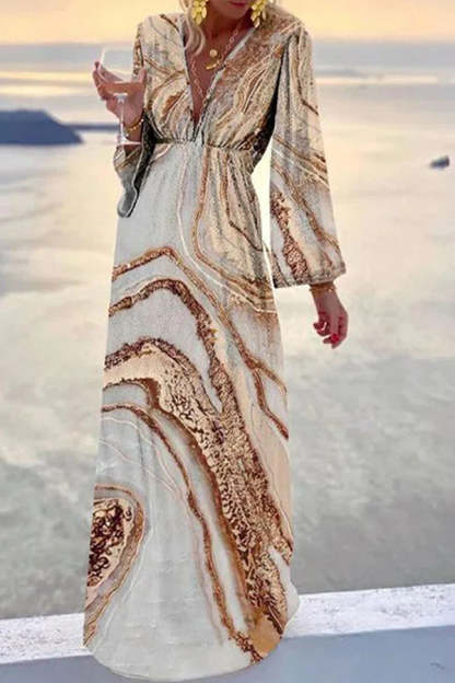 Check Her Stories Marble Print Party/Vacation Dress-consonak
