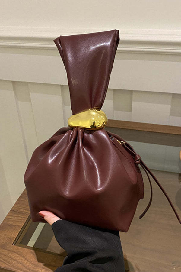 Retro Pleated Simple Bucket Bag-consonak