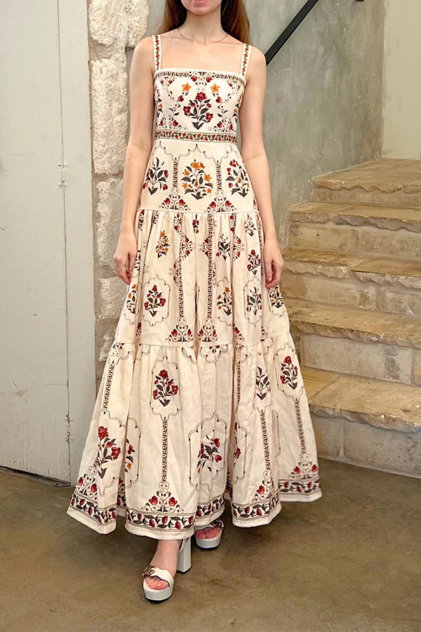 Positano Vintage Floral Cami Maxi Dress-Consonak