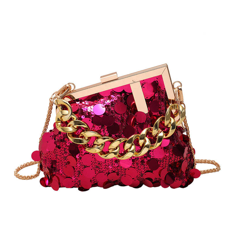 Sequin Chain Shoulder Crossbody Evening Bag-consonak