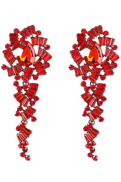 Retro Alloy Acrylic Flower Long Earrings-consonak
