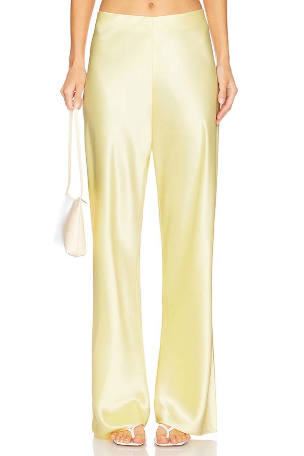 Odessa Satin Floral Lace Hem Strapless Tank and Mid Rise Wide Leg Pants Set-consonak