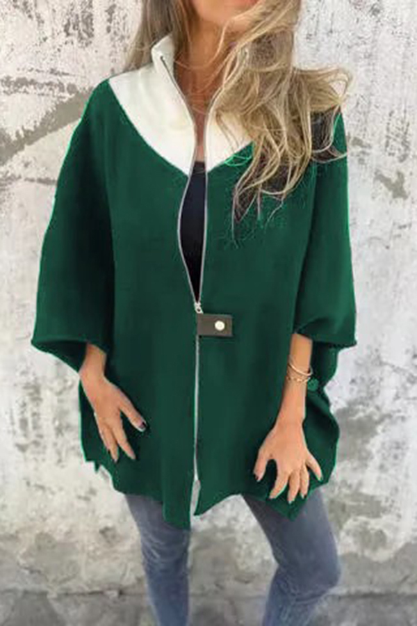 Fashionable Casual Stand Collar Zippered Loose Jacket-consonak