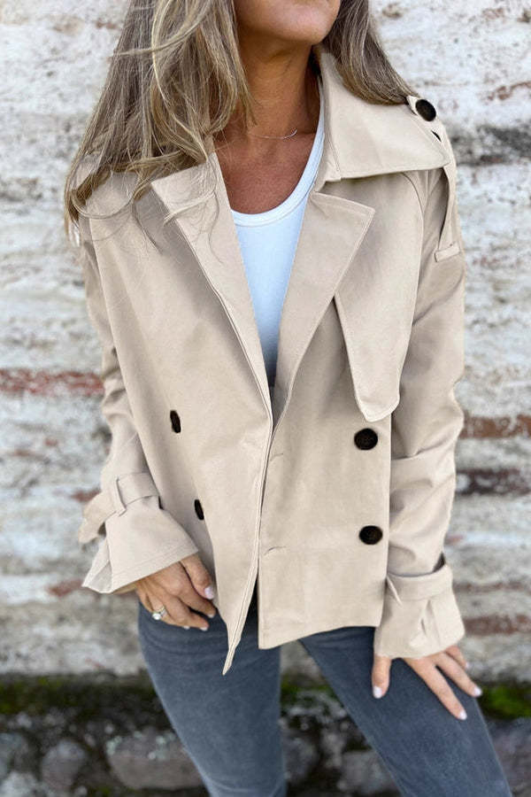 Fashion Lapel Double-breasted Casual Trench Coat Jacket-consonak