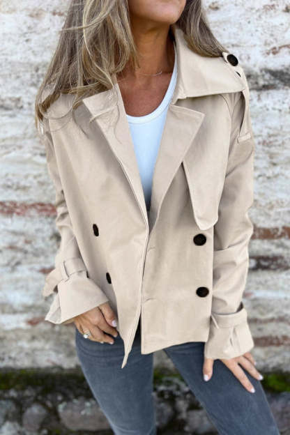 Fashion Lapel Double-breasted Casual Trench Coat Jacket-consonak