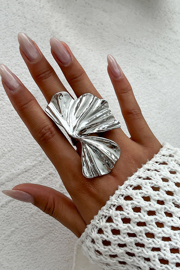 Fashion Irregular Ginkgo Leaf Shape Alloy Ring-consonak