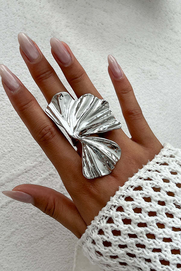 Fashion Irregular Ginkgo Leaf Shape Alloy Ring-consonak