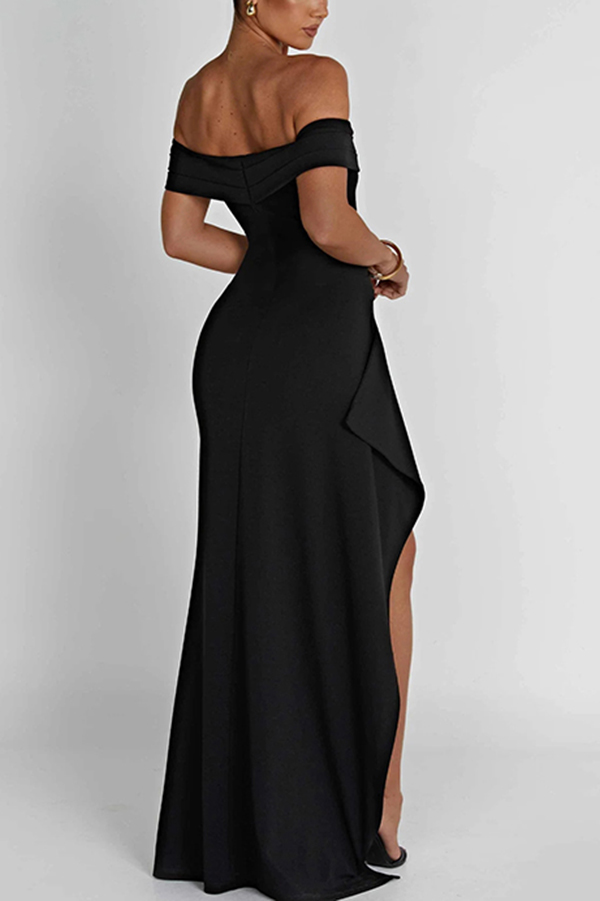 Sexy Lady Off Shoulder High Slit Maxi Dress-consonak