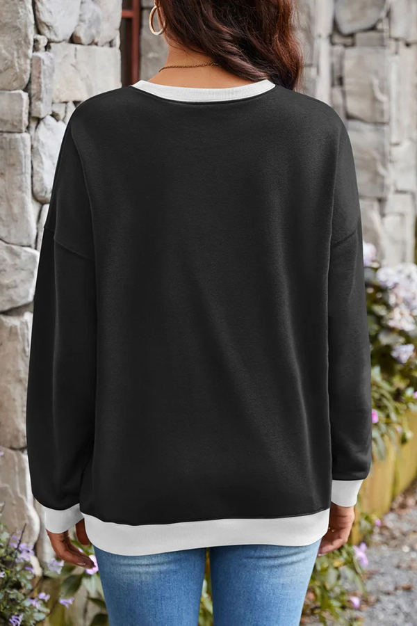 Fashionable Contrasting Color Loose Long-sleeved Casual Sweatshirt-consonak