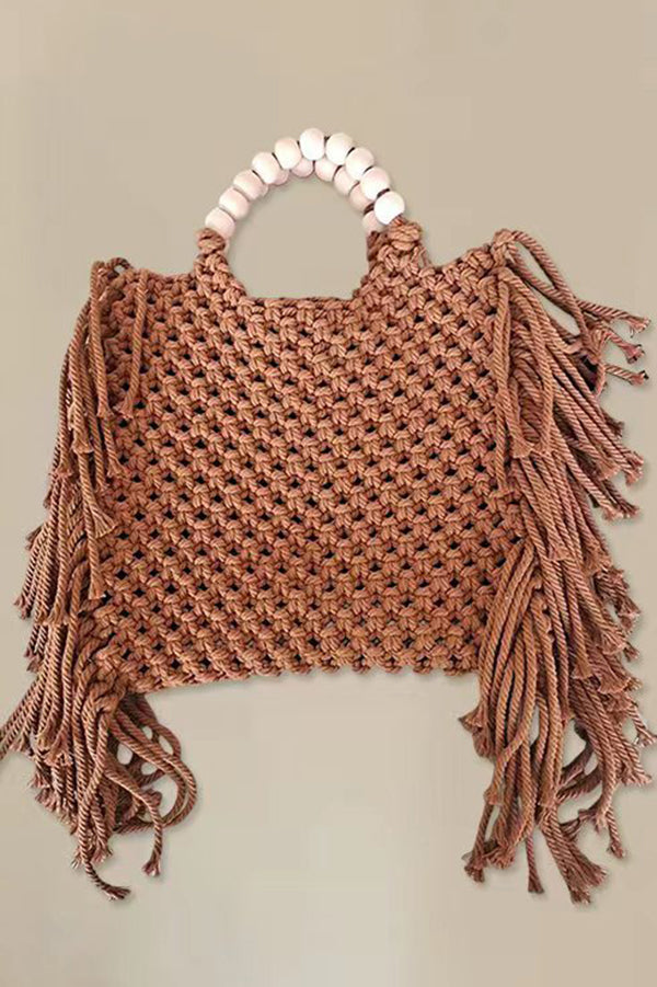 Fashion Woven Open Tassel Tote-consonak