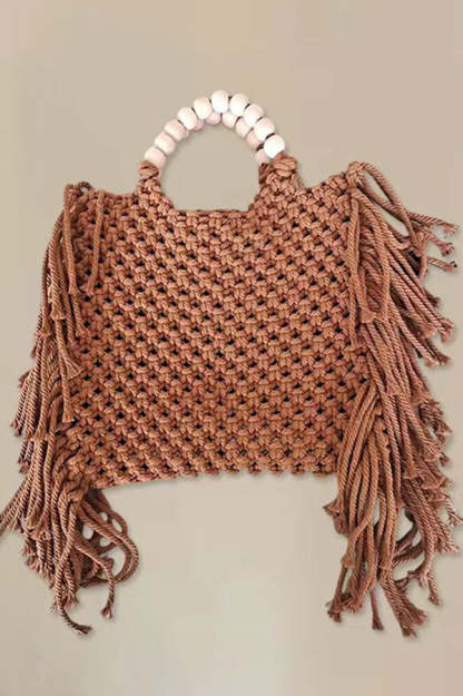 Fashion Woven Open Tassel Tote-consonak