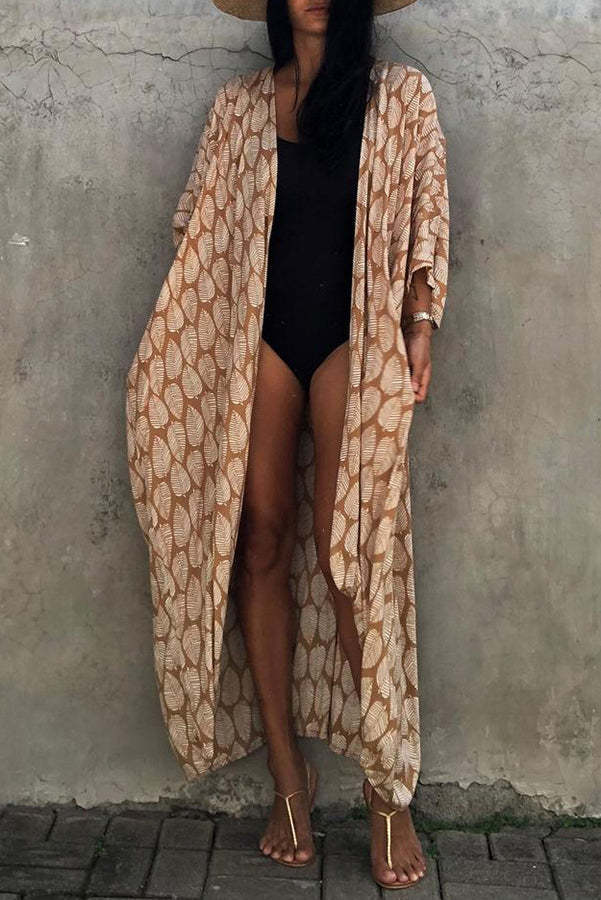 Hidden Island Boho Printed Kimono Beach Cover-up-consonak